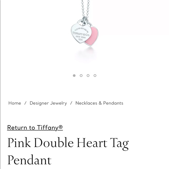 TIFFANY & CO PINK DOUBLE HEART TAG PENDANT - Picture 1 of 5